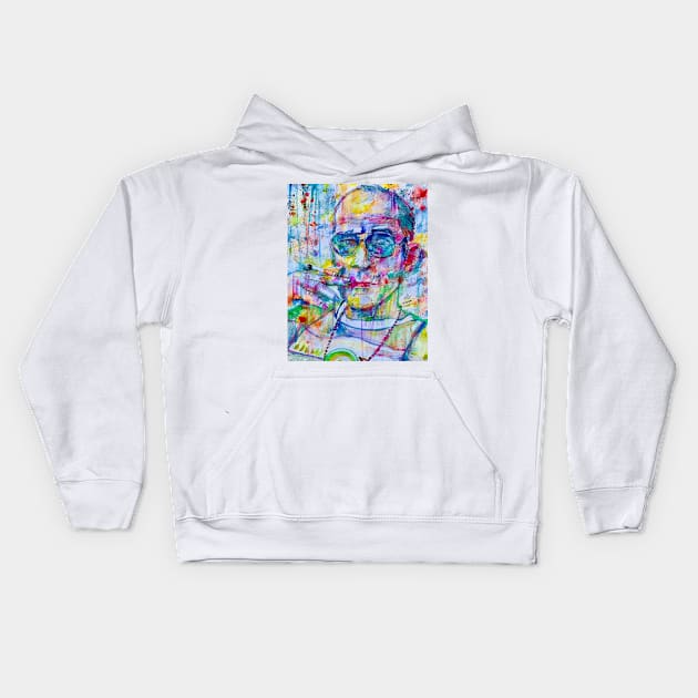 HUNTER S. THOMPSON watercolor portrait .1 Kids Hoodie by lautir